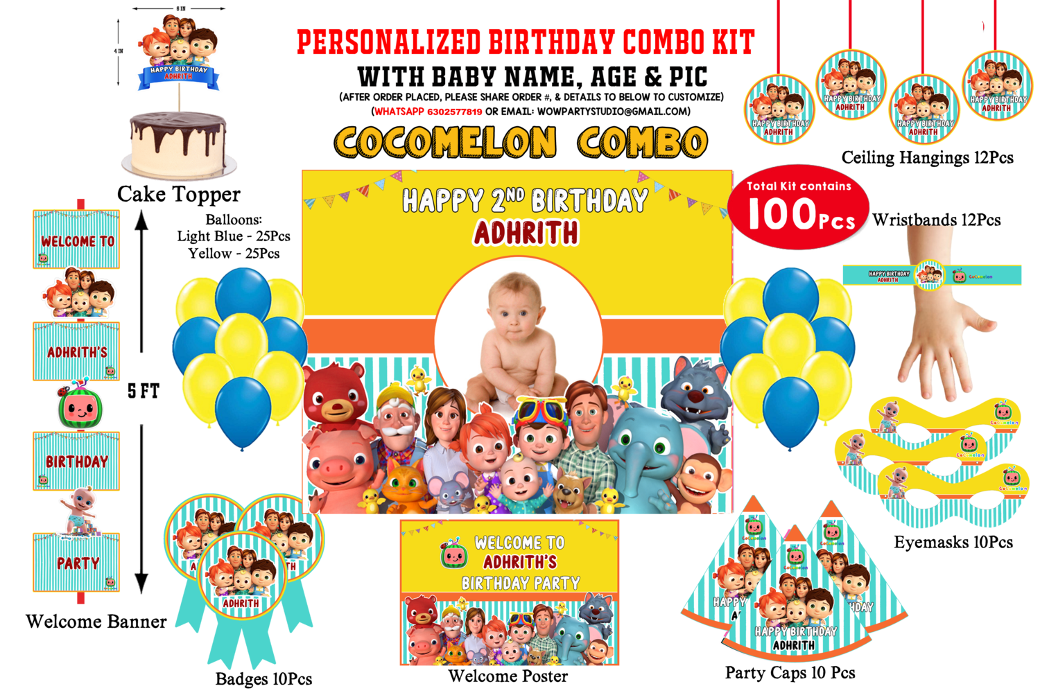 Cocomelon - Birthday Party Combo Kit 100Pcs