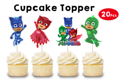 PJ Masks Theme Cupcake Shape Topper (20 Pcs)
