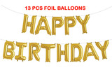 Happy Birthday Foil Balloons  - Gold (13 Letters)