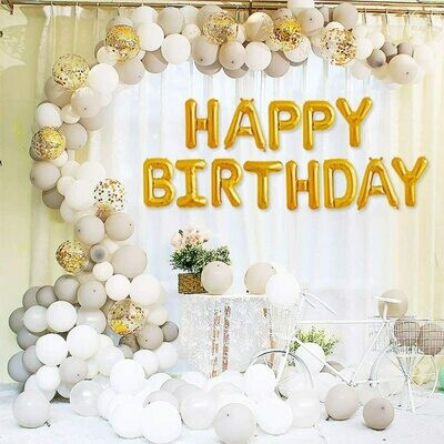 Happy Birthday Foil Balloons - Gold (13 Letters)