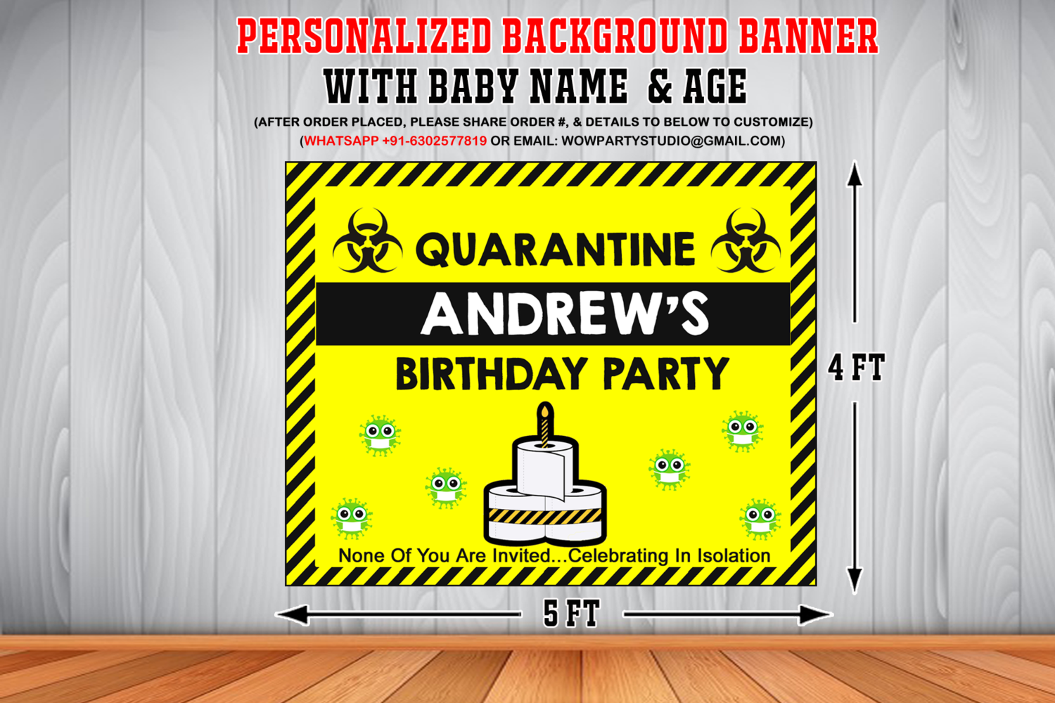 Quarantine Backdrop / Background Banner (4ft x 5ft)