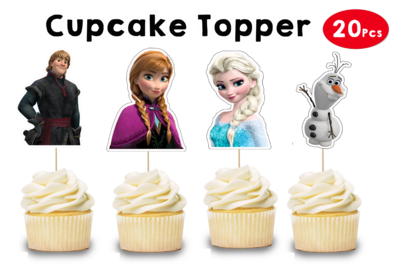 Frozen Elsa Theme Cupcake Shape Topper (20 Pcs)