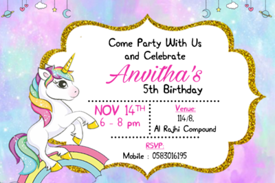Unicorn Invitation Cards (16 Pcs)