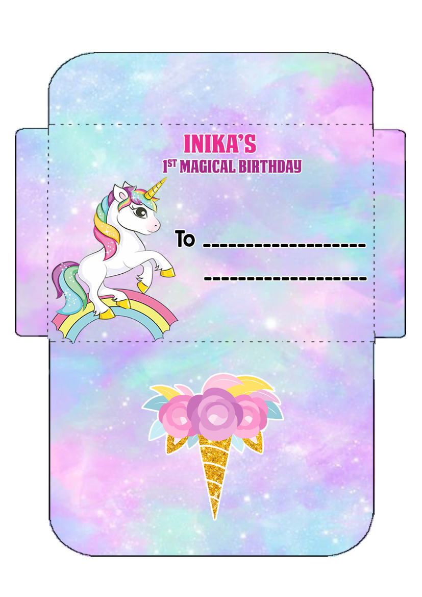 personalized unicorn birthday invitation card envelopes 16 pcs