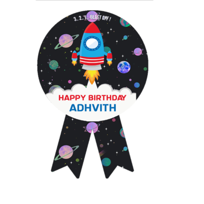 Space Theme Birthday Badges (10 Pcs)