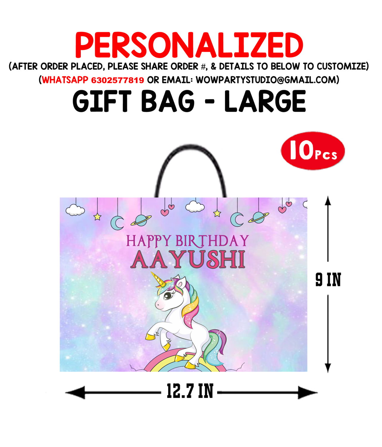 unicorn Gift Bag - Large (10 Pcs)