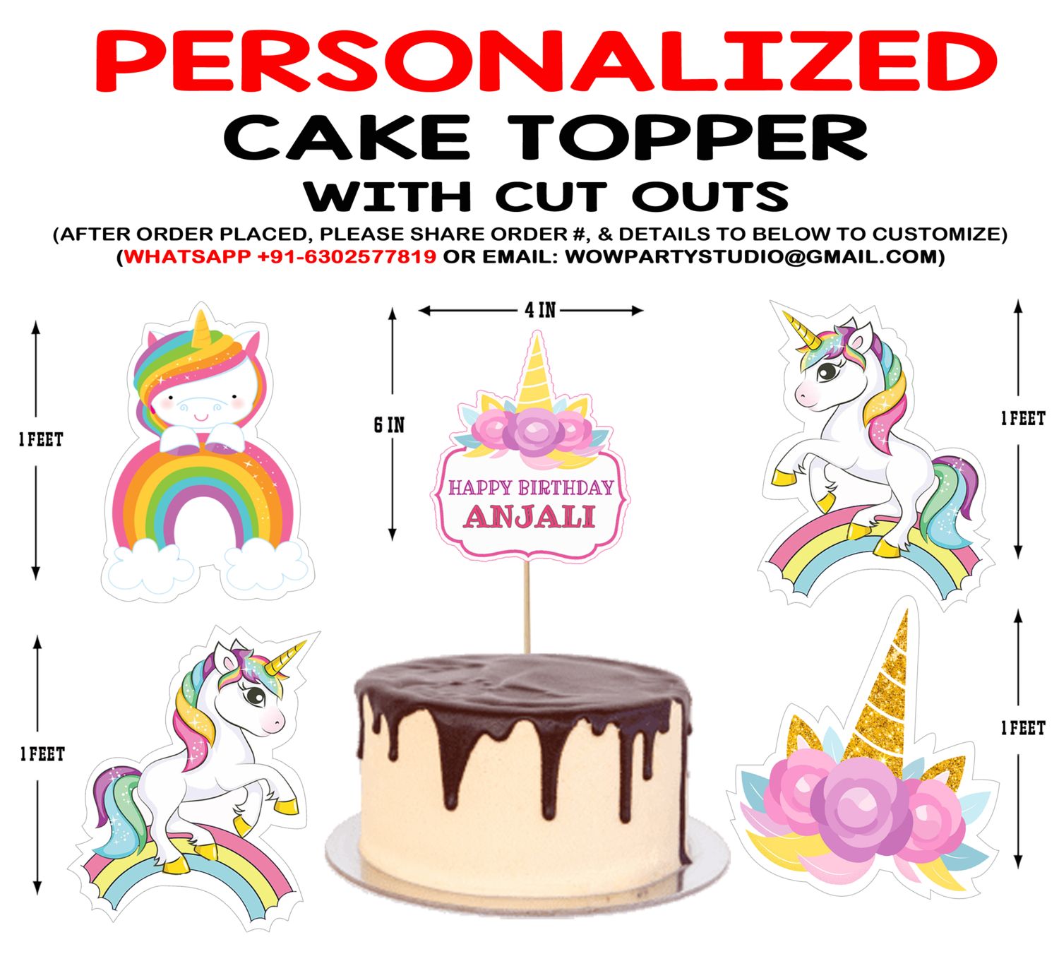 Unicorn Theme - Cake Topper Combo