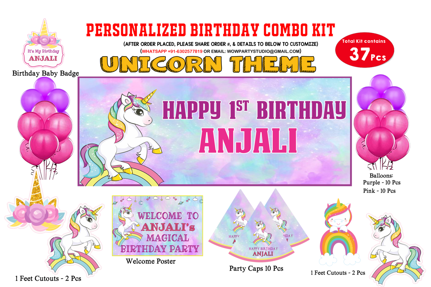unicorn Theme - Combo Kit 37Pcs