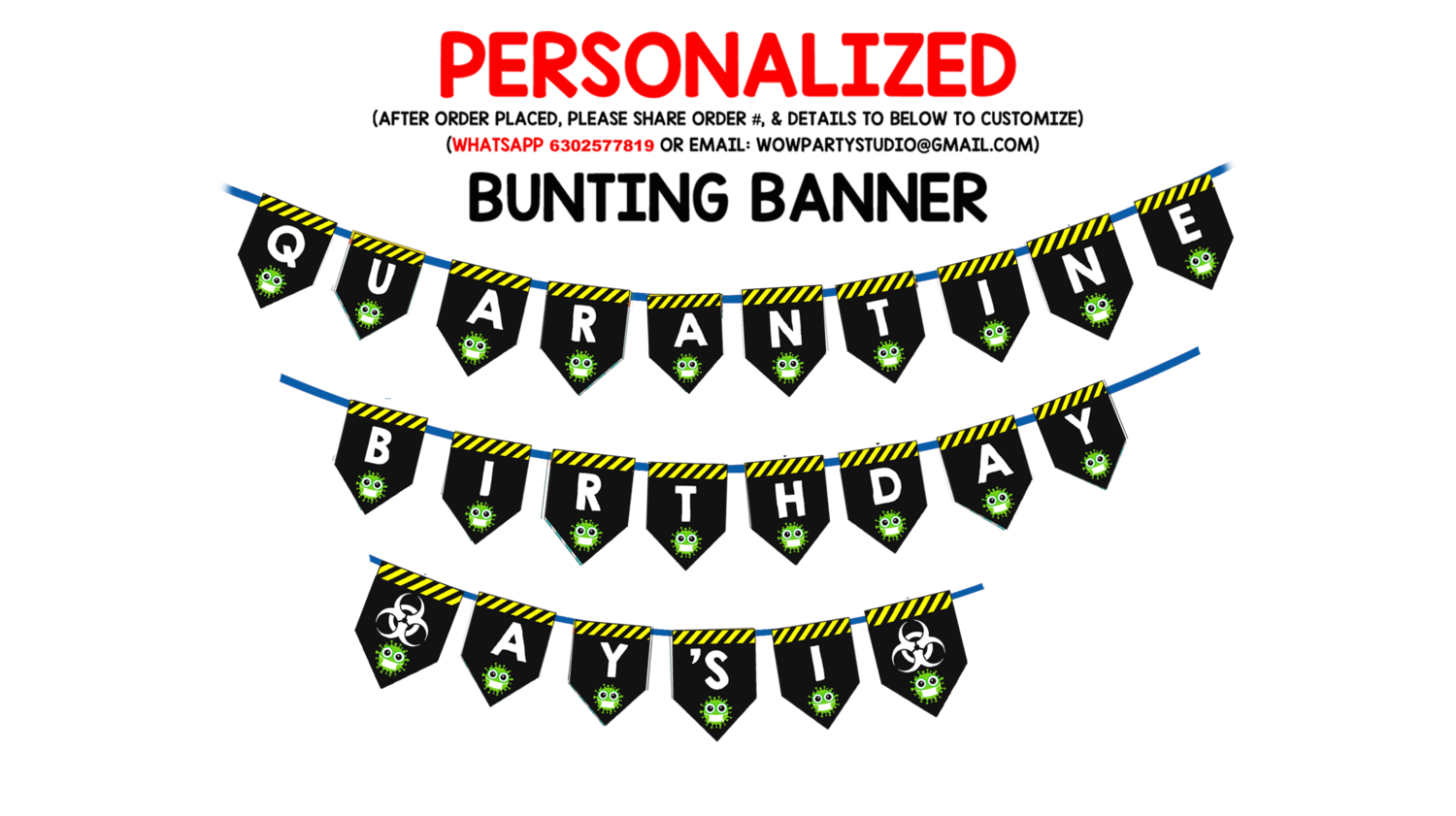 Quarantine Theme - Bunting Banner with Name