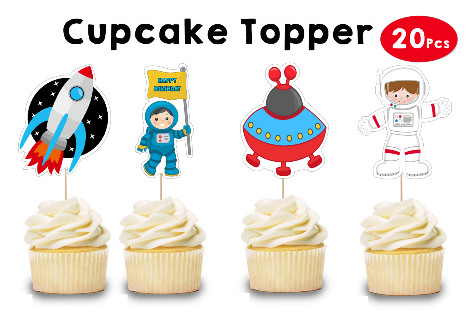 Space Cupcake Topper (20 Pcs)