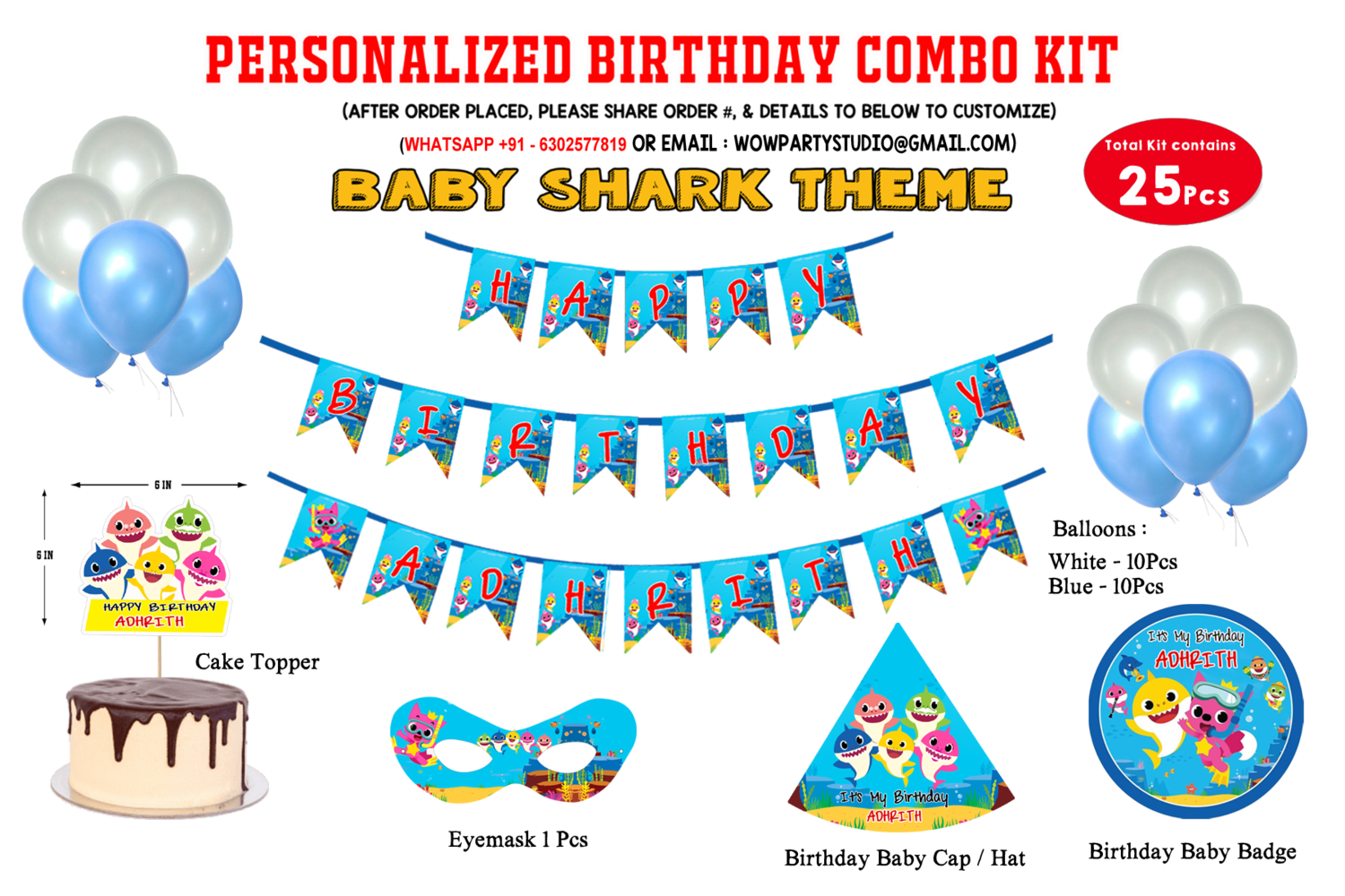 Baby Shark Theme - Combo Kit 25Pcs