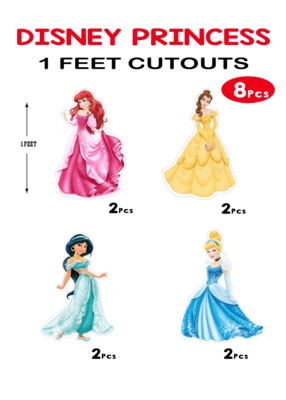 Princess Disney Cutouts (1ft) - 8 Pcs