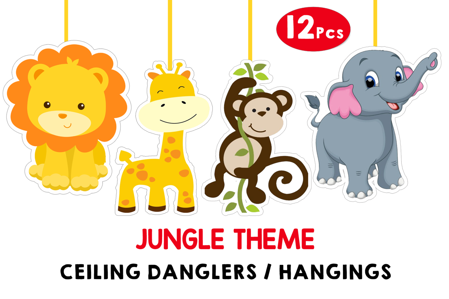 Jungle Theme Hangings / Danglers #2 (12 Pcs)