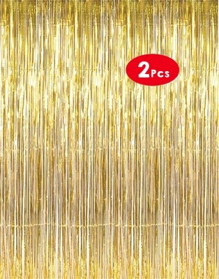 Gold Foil Curtains - 2Pcs