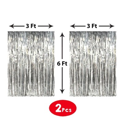 Silver Foil Curtains - 2Pcs