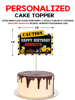 Construction - Cake Topper Combo With Kids Name