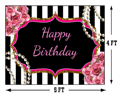 Pearls and Red Rose Theme Background Banner (4ft x 5ft) #2