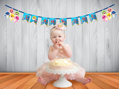 Baby Shark I am One Bunting Banner