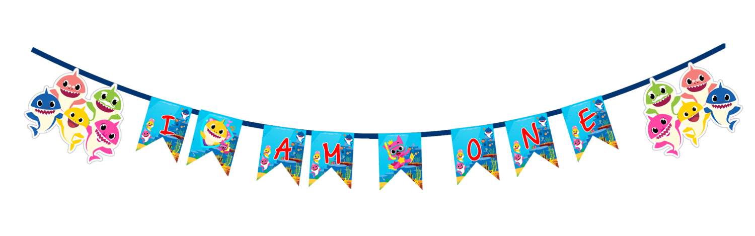 Baby Shark I am One Bunting Banner