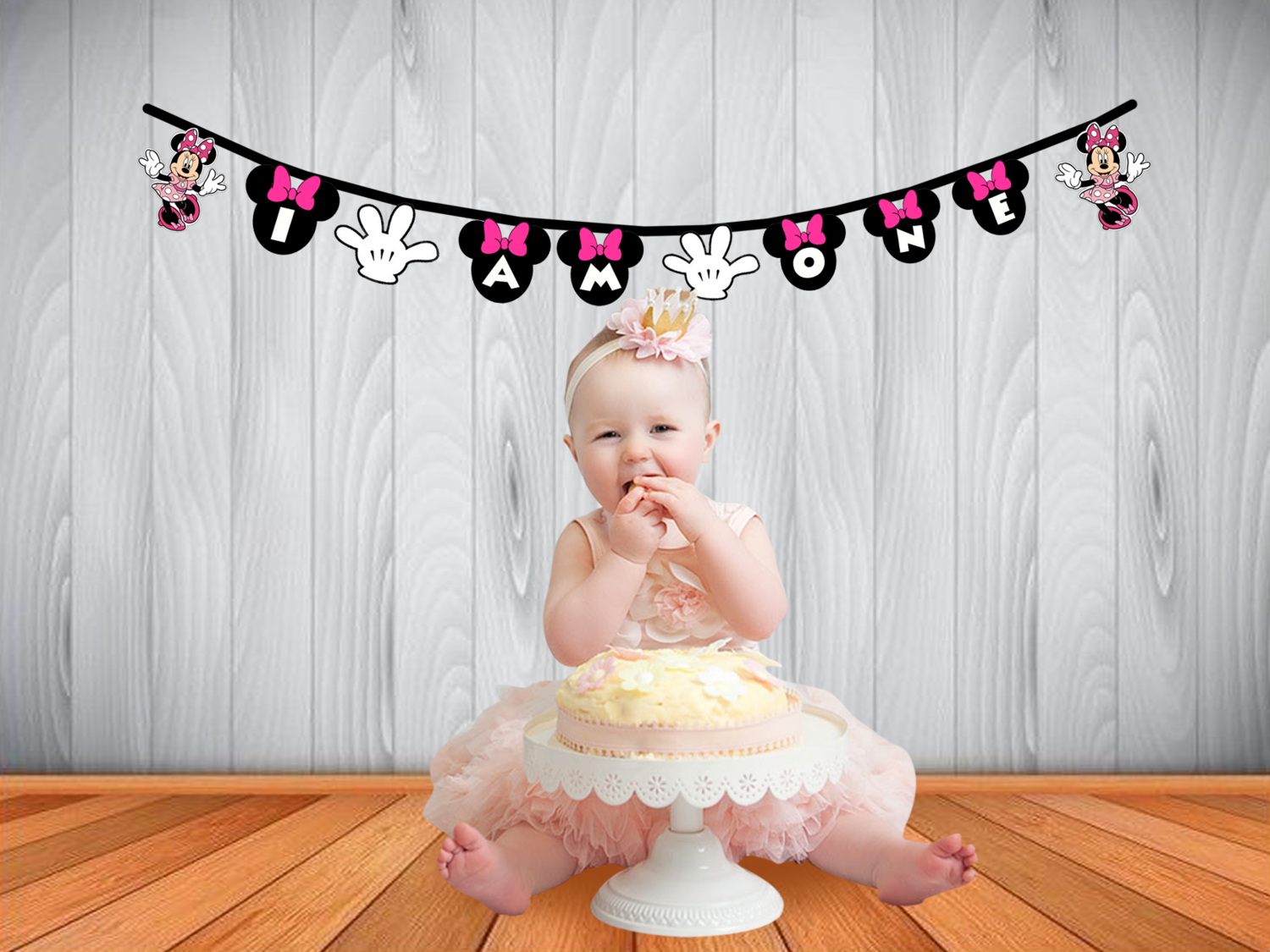 Minnie Mouse I am One Bunting Banner