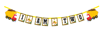 Construction I am Two Bunting Banner