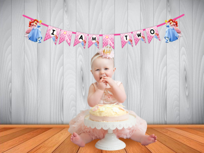 Disney Princess I am Two Bunting Banner