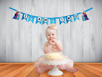 Frozen Elsa I am Two Bunting Banner