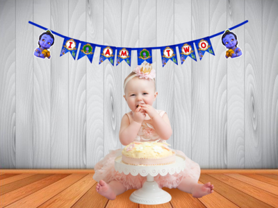 Little Krishna I am Two Bunting Banner