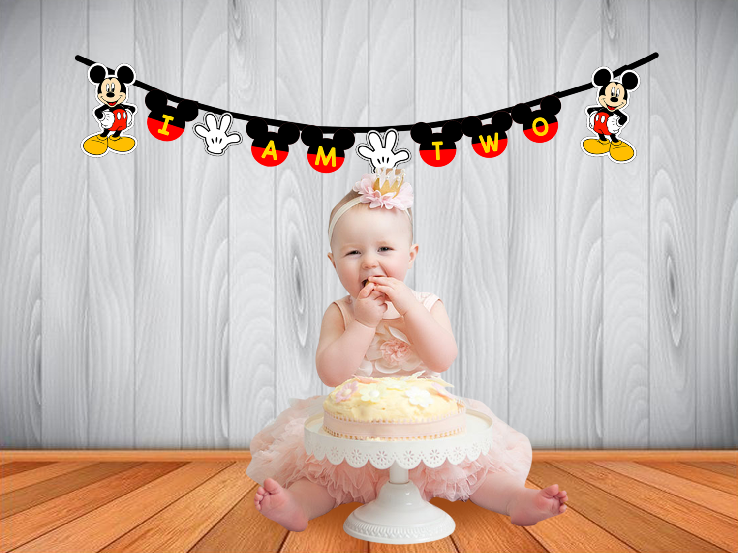Mickey Mouse I am Two Bunting Banner