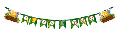 Jungle I am Two Bunting Banner
