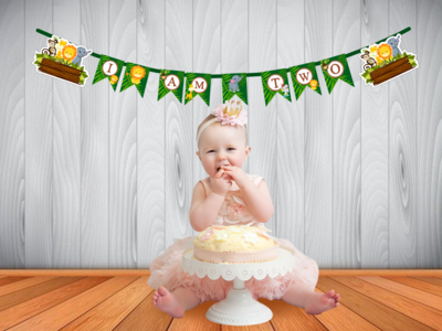 Jungle I am Two Bunting Banner