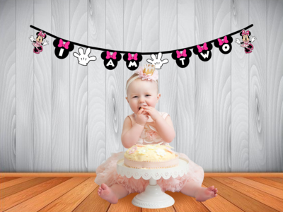 Minnie Mouse I am Two Bunting Banner