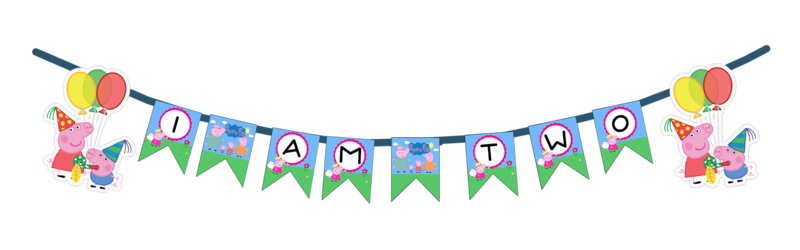 Peppa Pig I am Two Bunting Banner