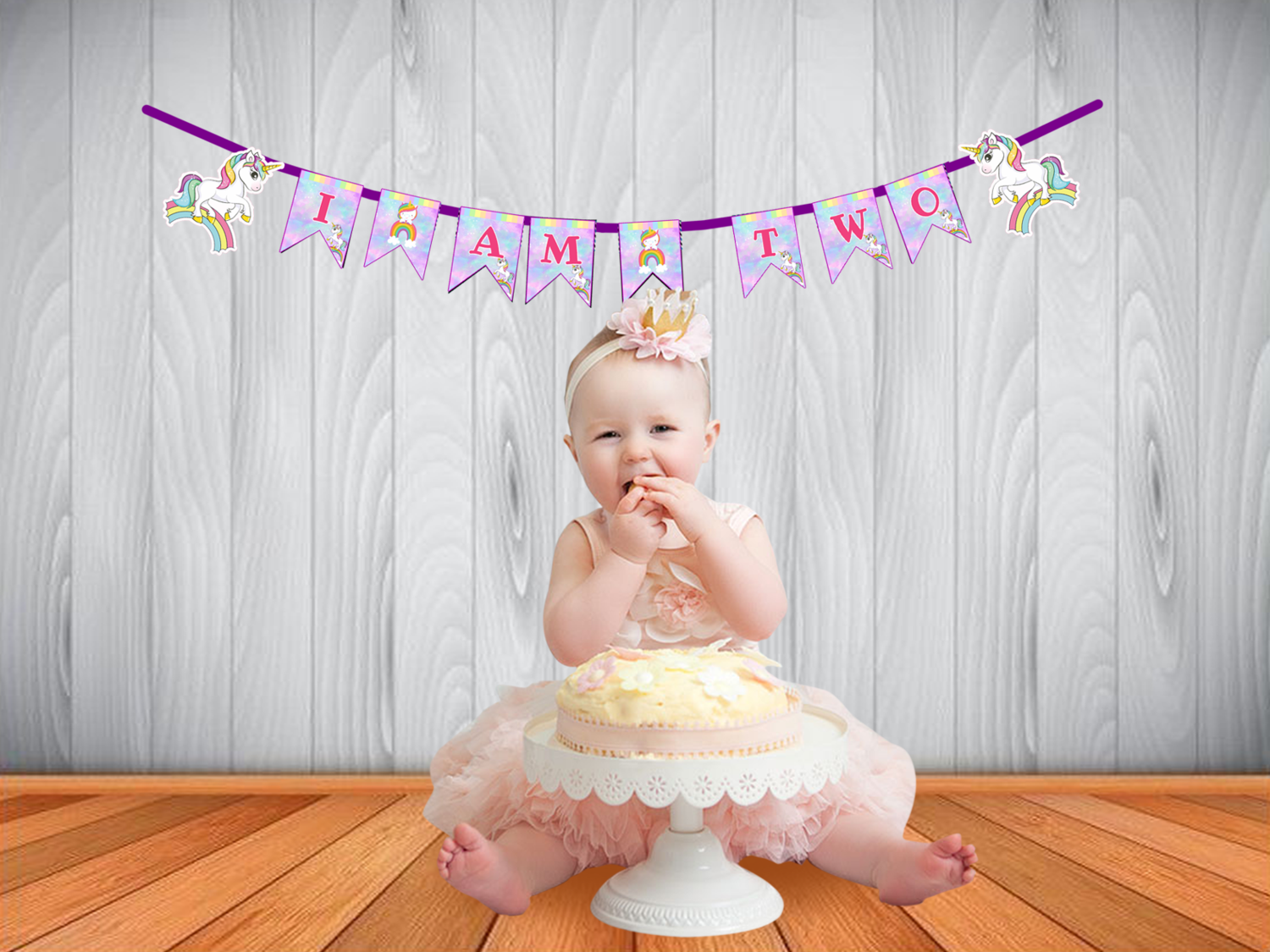 Unicorn I am Two Bunting Banner