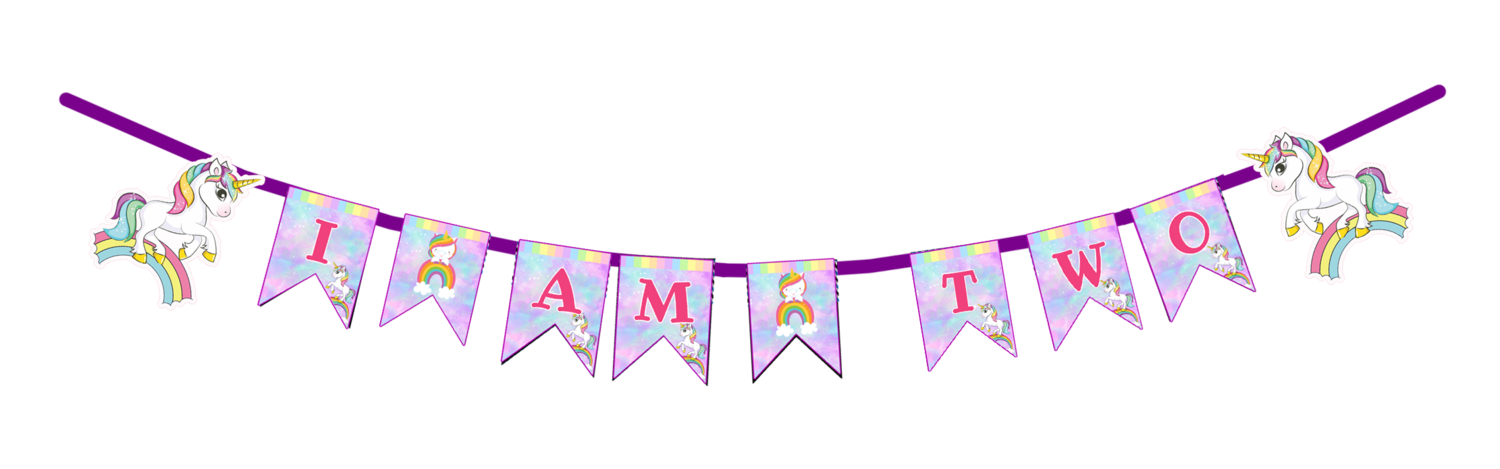 Unicorn I am Two Bunting Banner