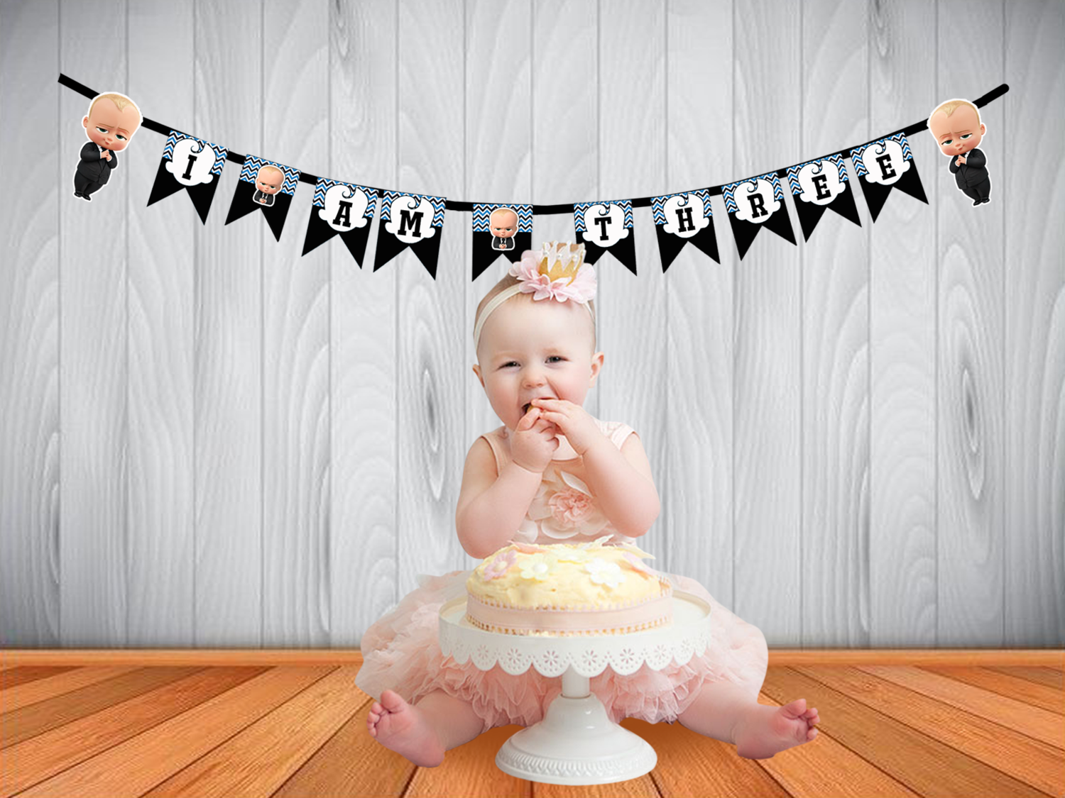 Boss Baby I am Three Bunting Banner
