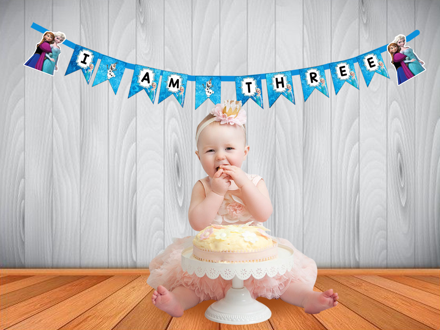 Frozen Elsa I am Three Bunting Banner