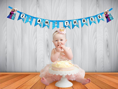 Frozen Elsa I am Three Bunting Banner