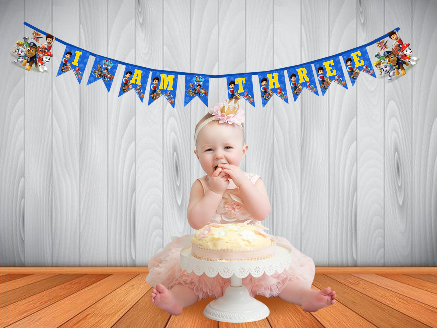 Paw Patrol I am Three Bunting Banner