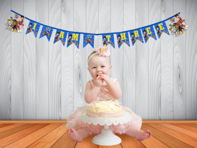 Paw Patrol I am Three Bunting Banner