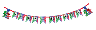 PJ Masks I am Three Bunting Banner