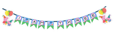 Peppa Pig I am Three Bunting Banner