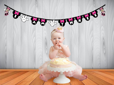 Minnie Mouse I am Three Bunting Banner