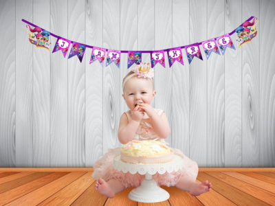 Shimmer &amp; Shine I am Three Bunting Banner