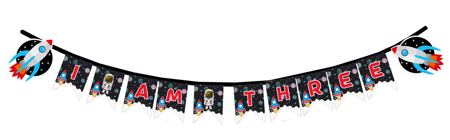 Space I am Three Bunting Banner