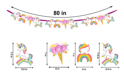Unicorn Characters Bunting Banner
