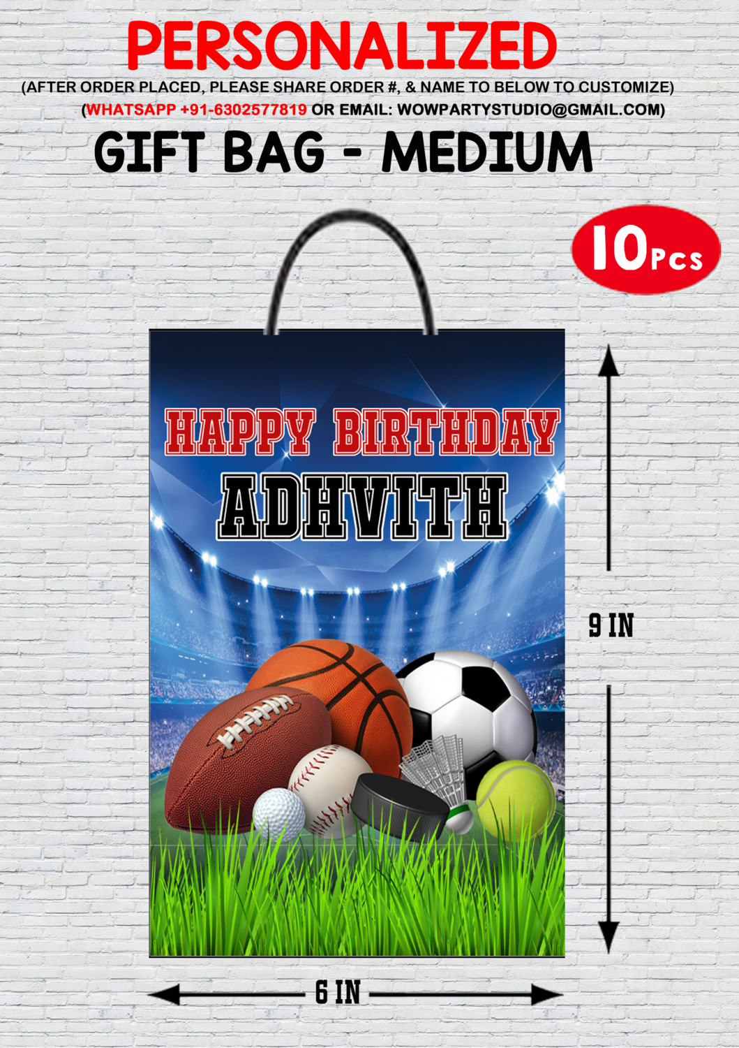 Sports  Theme - Gift Bag Medium (10 Pcs)
