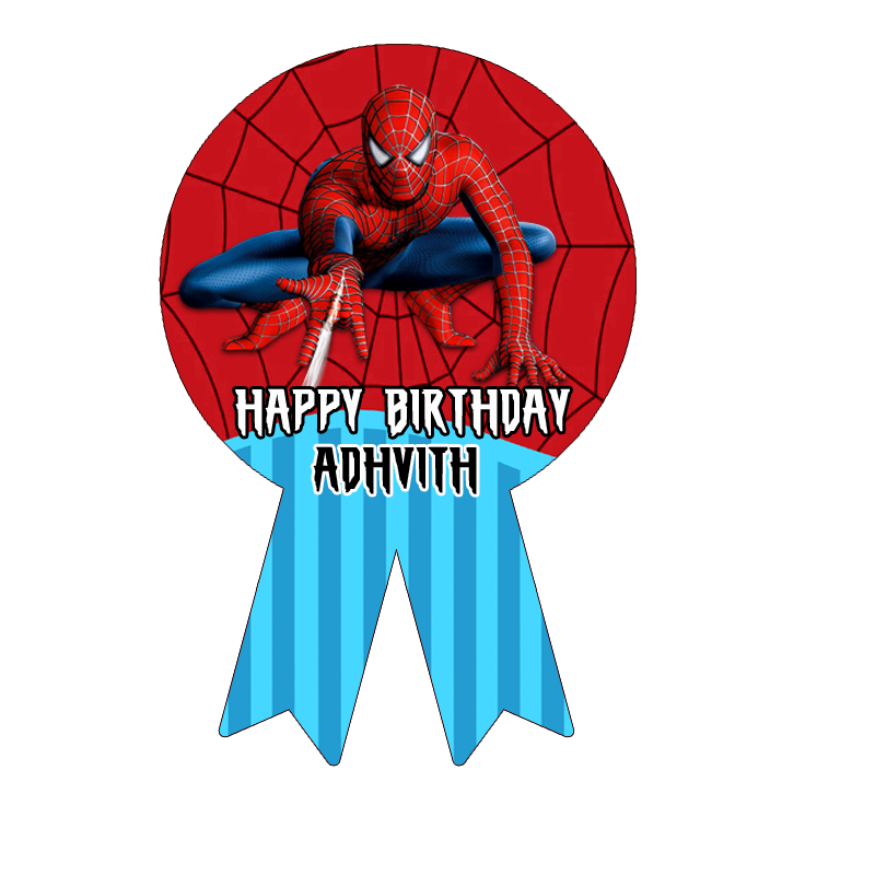Personalized Spiderman Theme Happy Birthday Badges (10 Pcs)