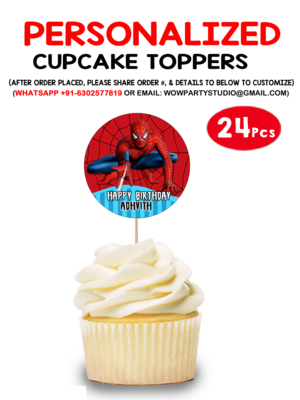 Spiderman Theme Cupcake Topper (24 Pcs)
