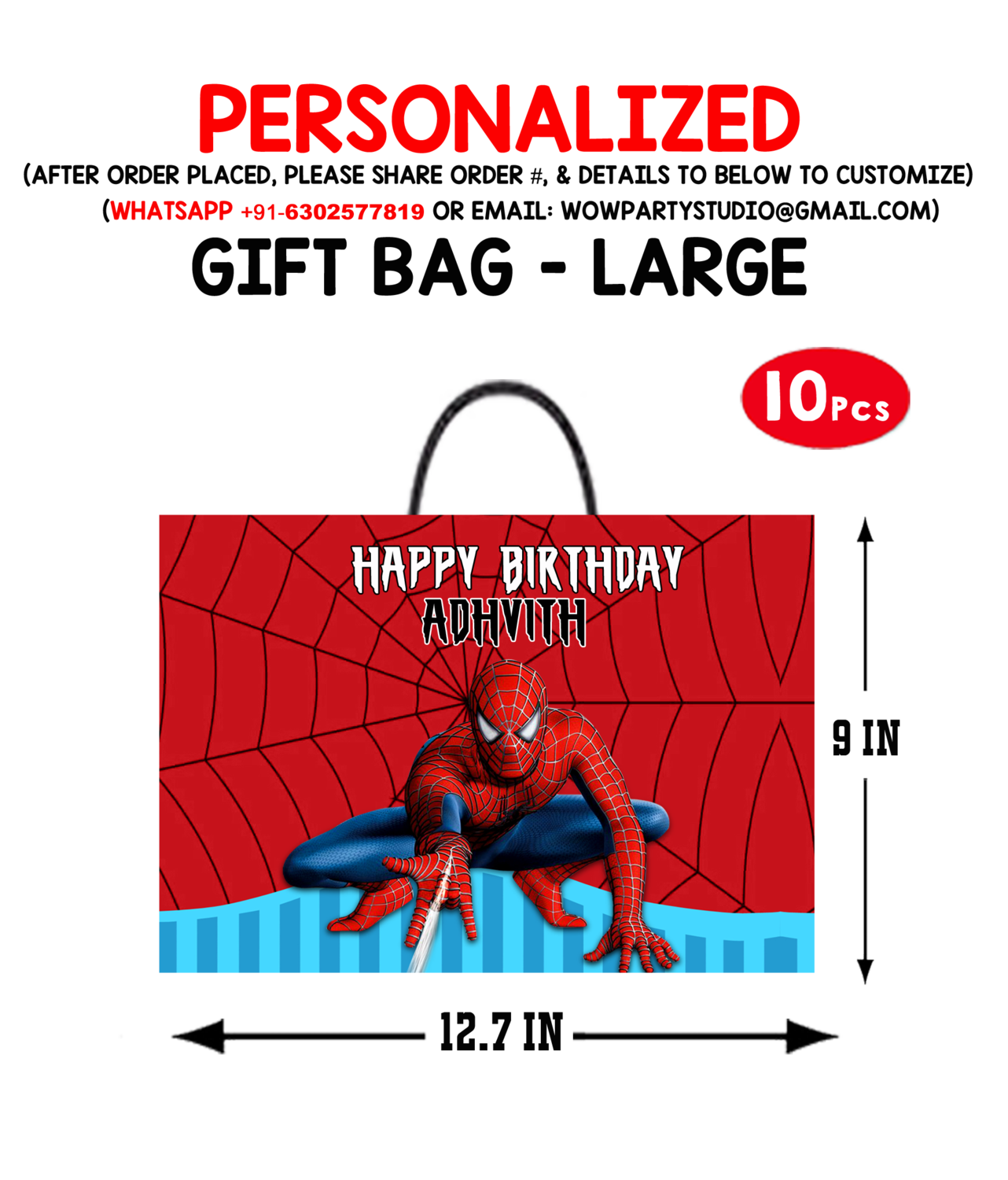 Spiderman Theme Gift Bag - Large (10 Pcs)